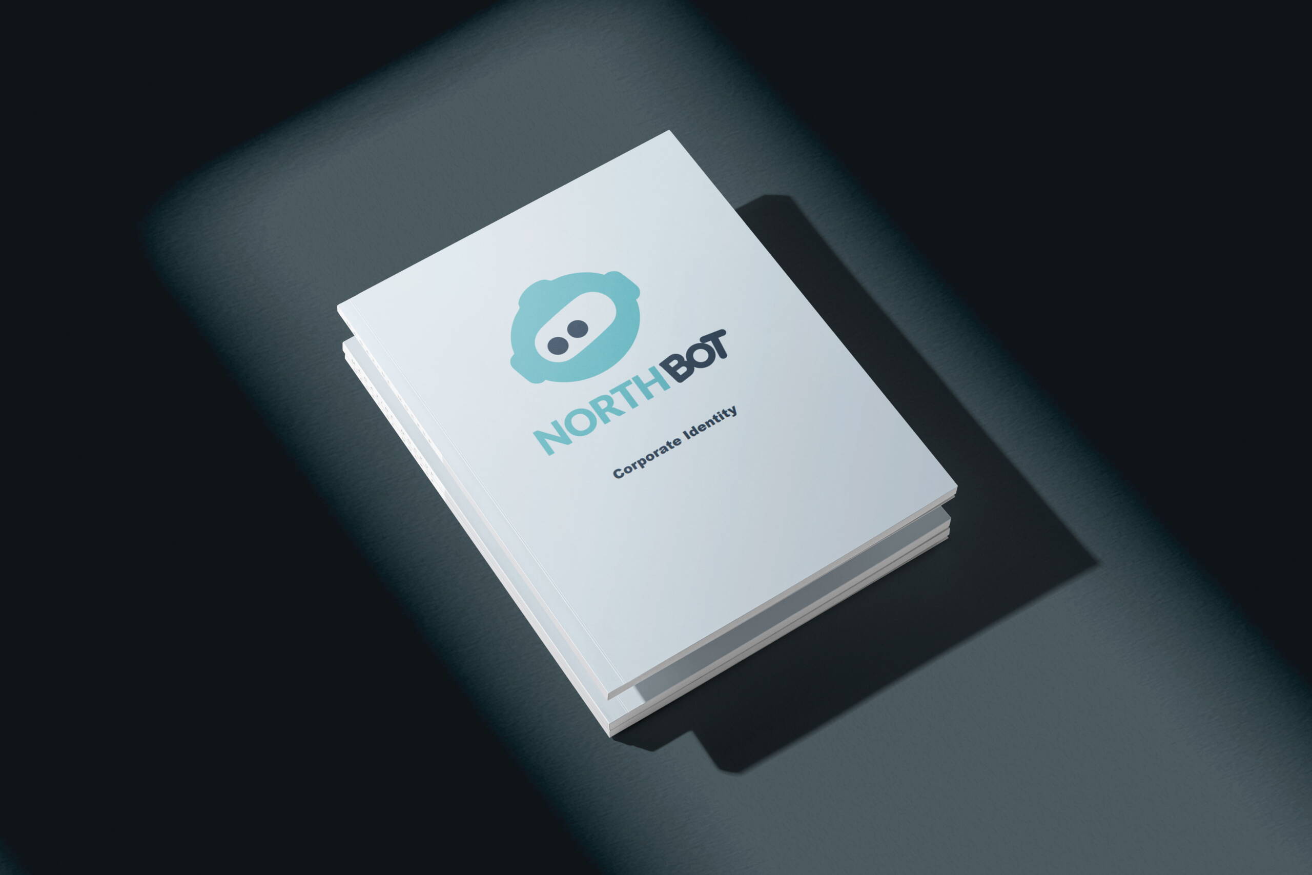 Markenwelt Northbot – Anwendung der Corporate Identity Visuelle Beispiele der neuen Northbot‑Markenwelt: Gebäudebeschriftung, Styleguide‑Manual und gebrandetes Notizbuch zeigen die konsistente Anwendung der Corporate Identity.