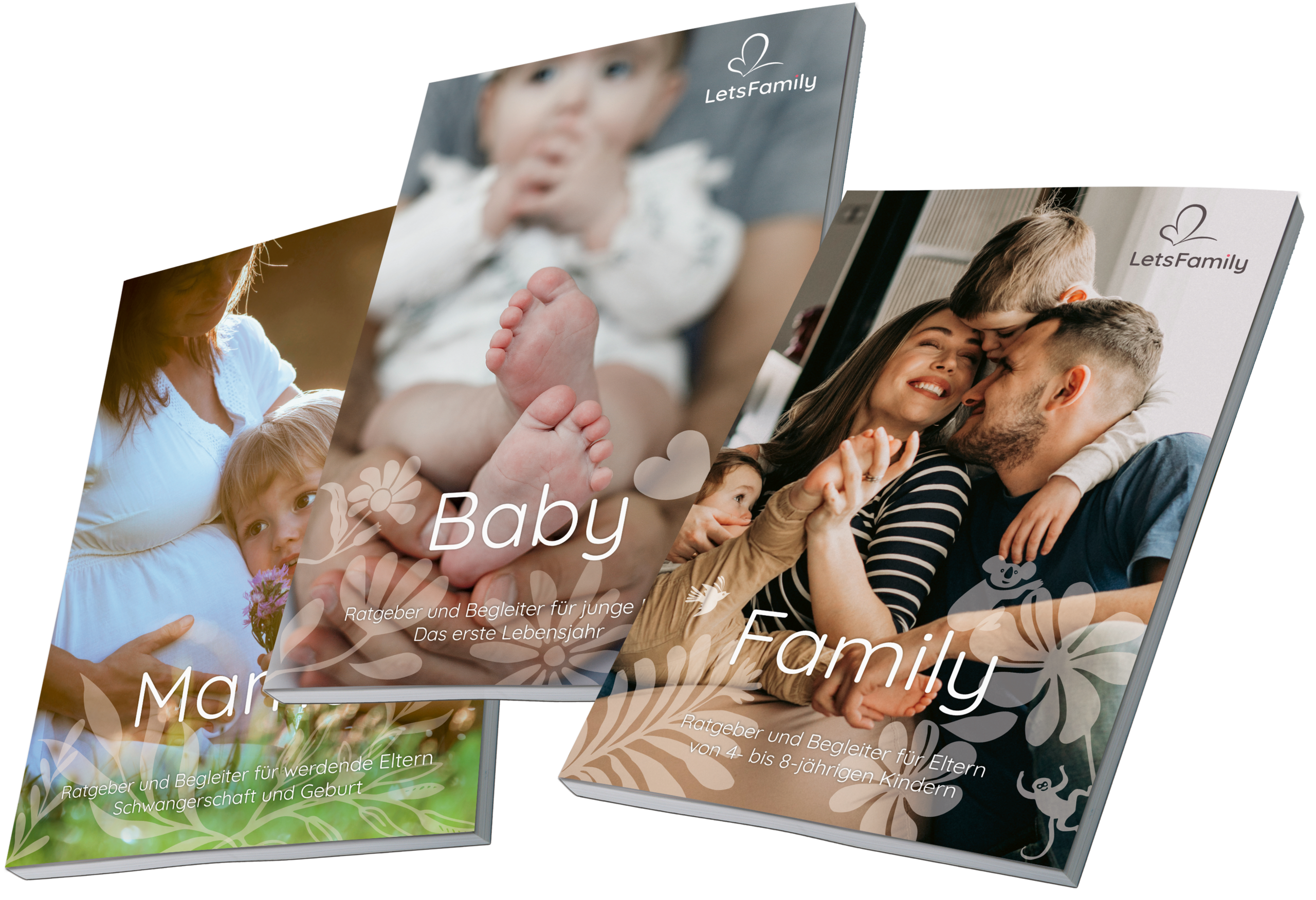 Die Ratgeberbücher von Let'sFamily wie «Mama», «Baby» und «Familie» begleiten Eltern in der herausfordernden Phase nach der Geburt.