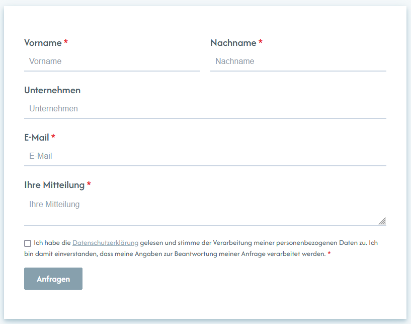Erleichtern Sie Ihren Kunden die Kontaktaufnahme mit unseren optimierten Kontaktformularen. Besuchen Sie unsere Seite für mehr Informationen.